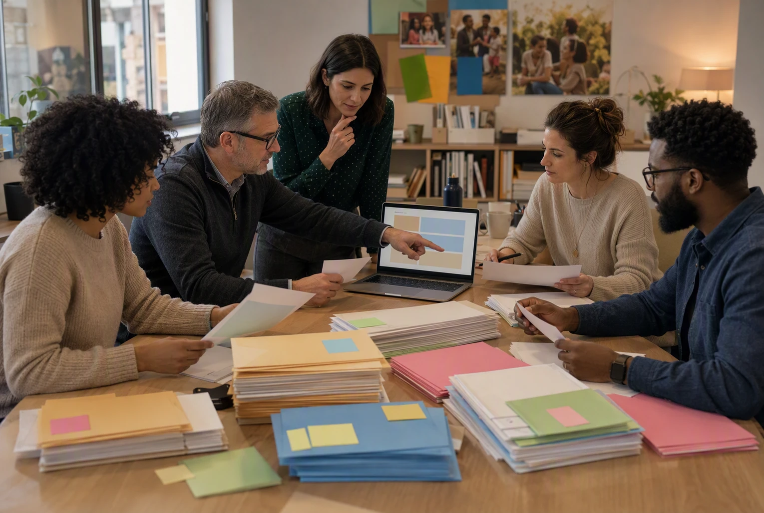 Fundraising team analyzing donor segmentation data