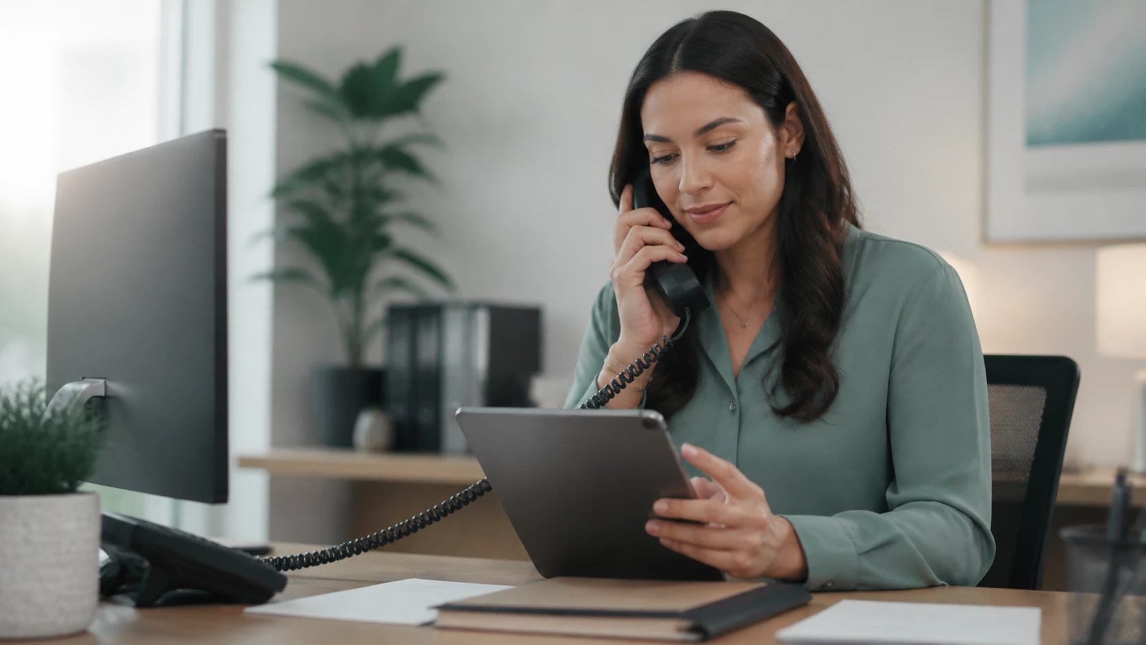 Fundraising coordinator updating donor preferences on tablet