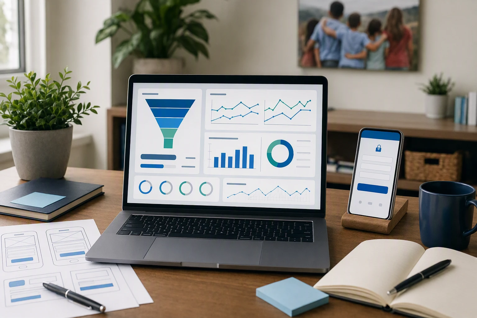 Modern nonprofit dashboard displaying donation metrics