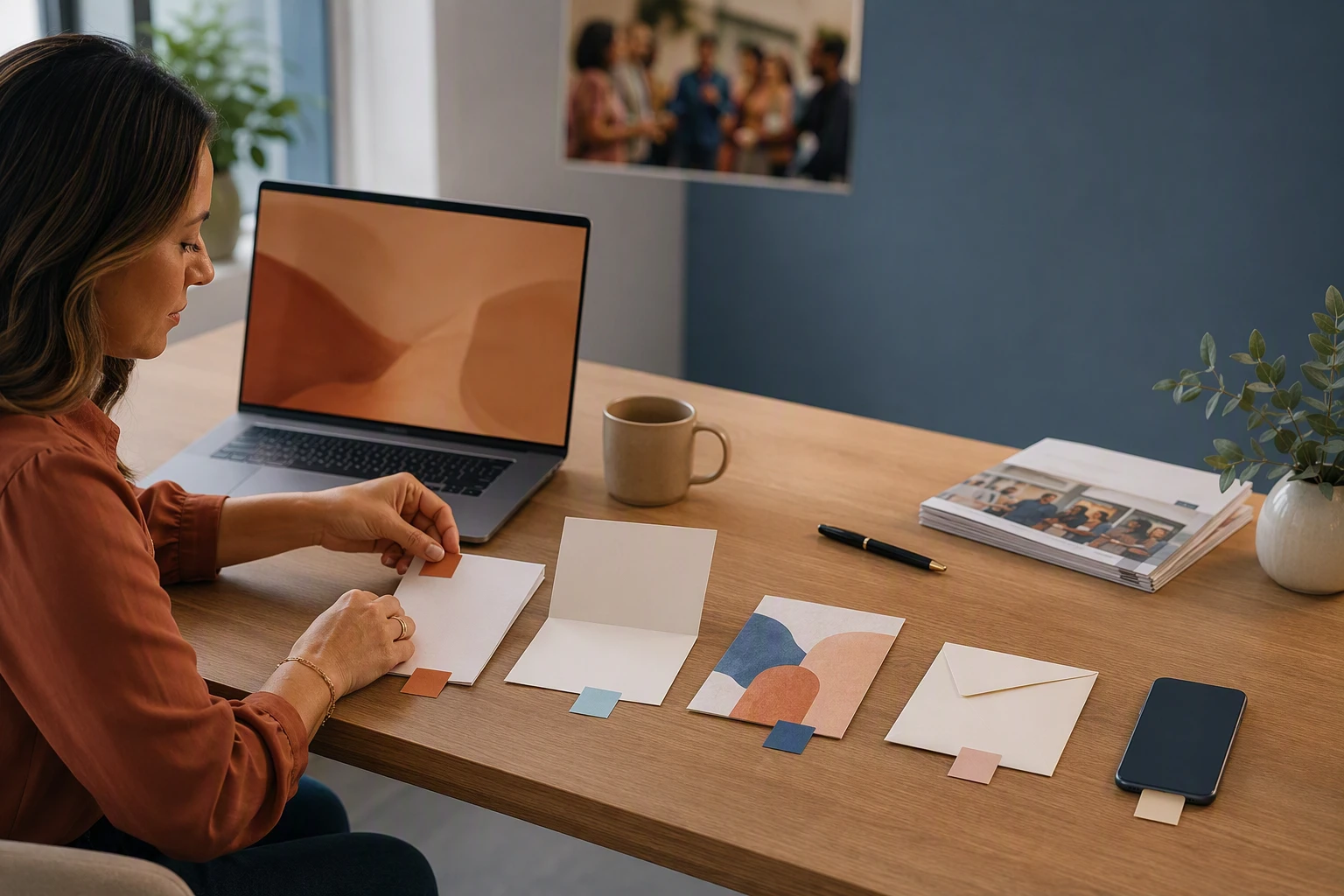 Fundraising manager reviewing donor touchpoints at desk