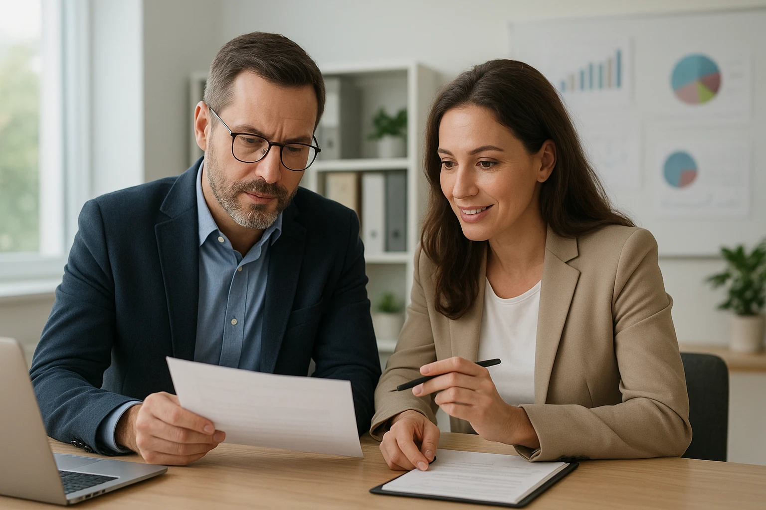 Two professionals reviewing donor plans together
