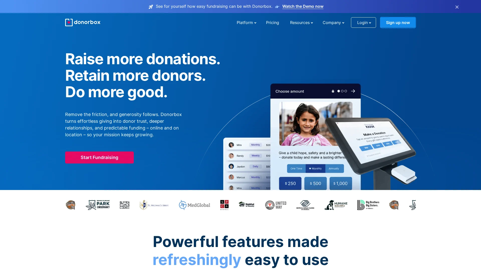 Monthly giving with a focused donor journey